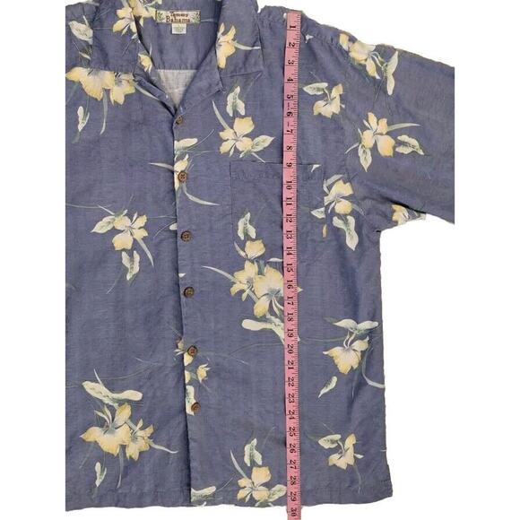 TOMMY BAHAMAS 100% Silk Shirt Men's L Blue Floral Hawaiian Tropical - Picture 4 of 9